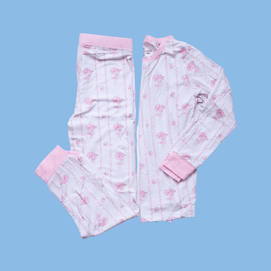 Light Pink Hydrangea PJ Set - The Smocked Pine